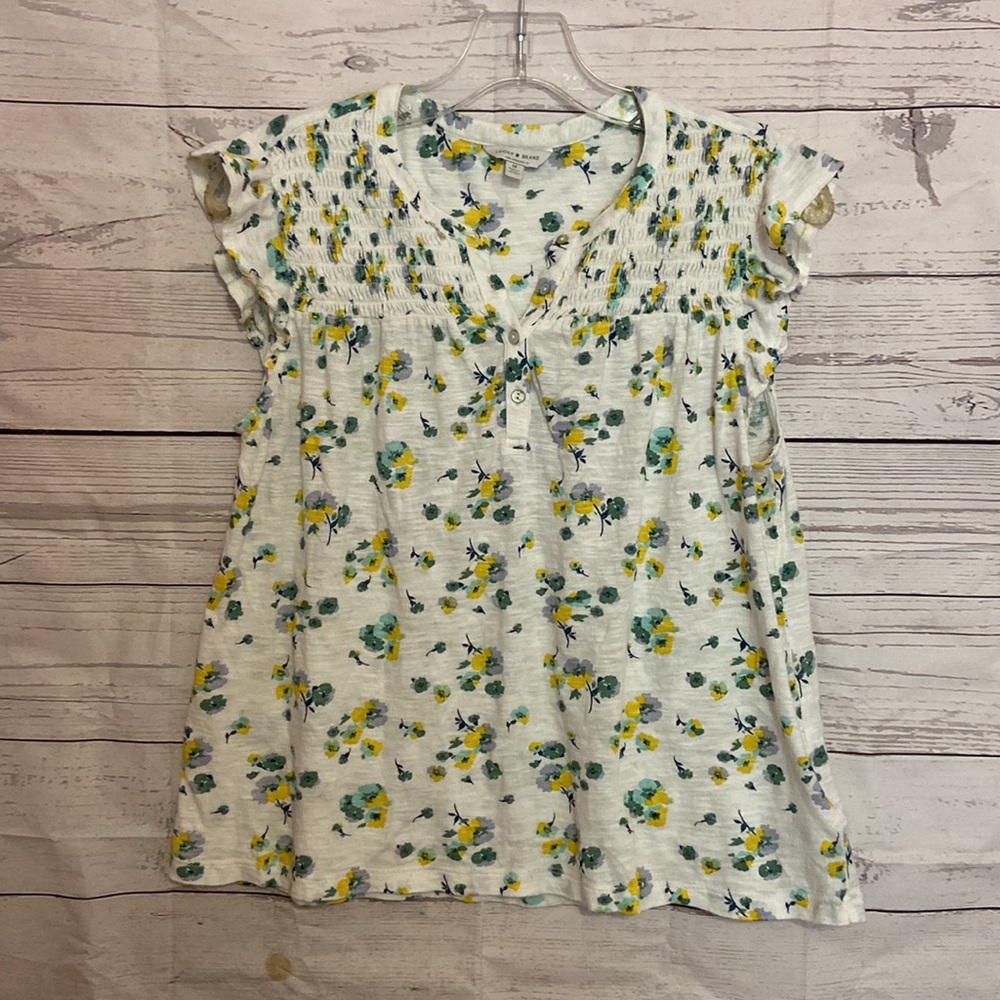 Lucky brand floral yellow and green top